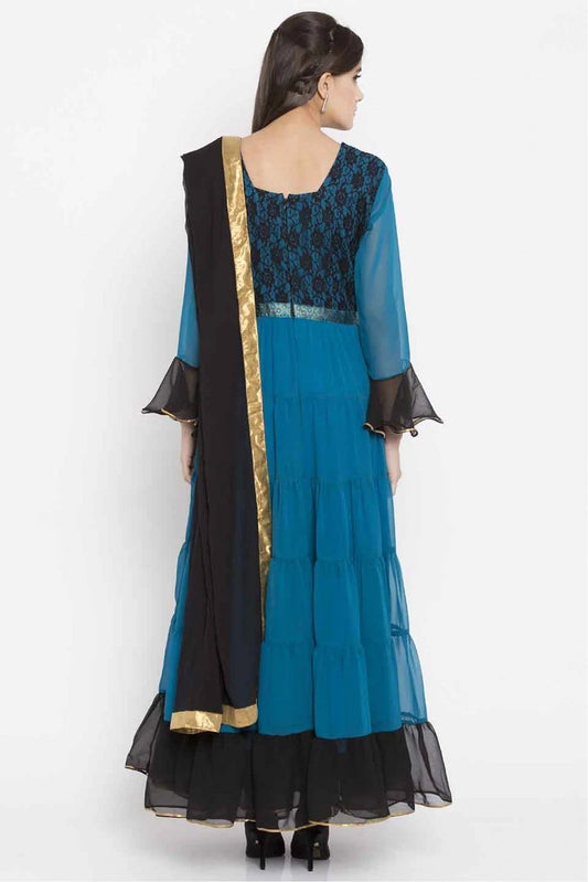 Blue Plus Size Stitched Faux Georgette Embroidery Churidar Suit NCSS10710504