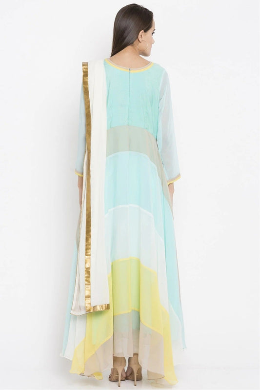 Blue Plus Size Stitched Faux Georgette Embroidery Churidar Suit NCSS10710506