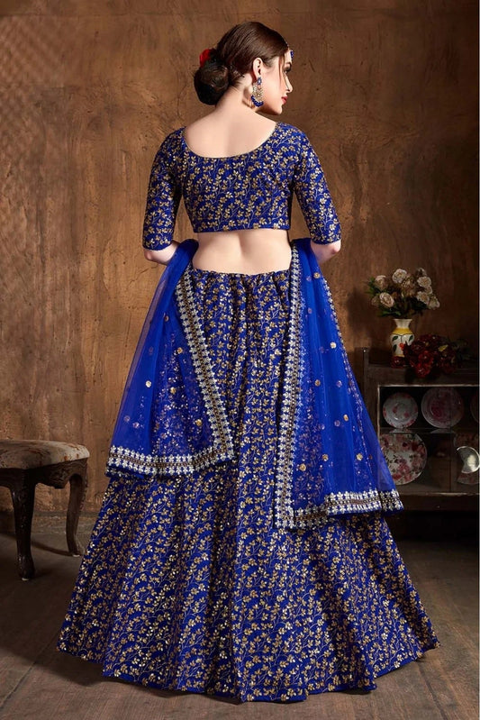 Blue Raw Silk Lehenga Choli NCLC10110302