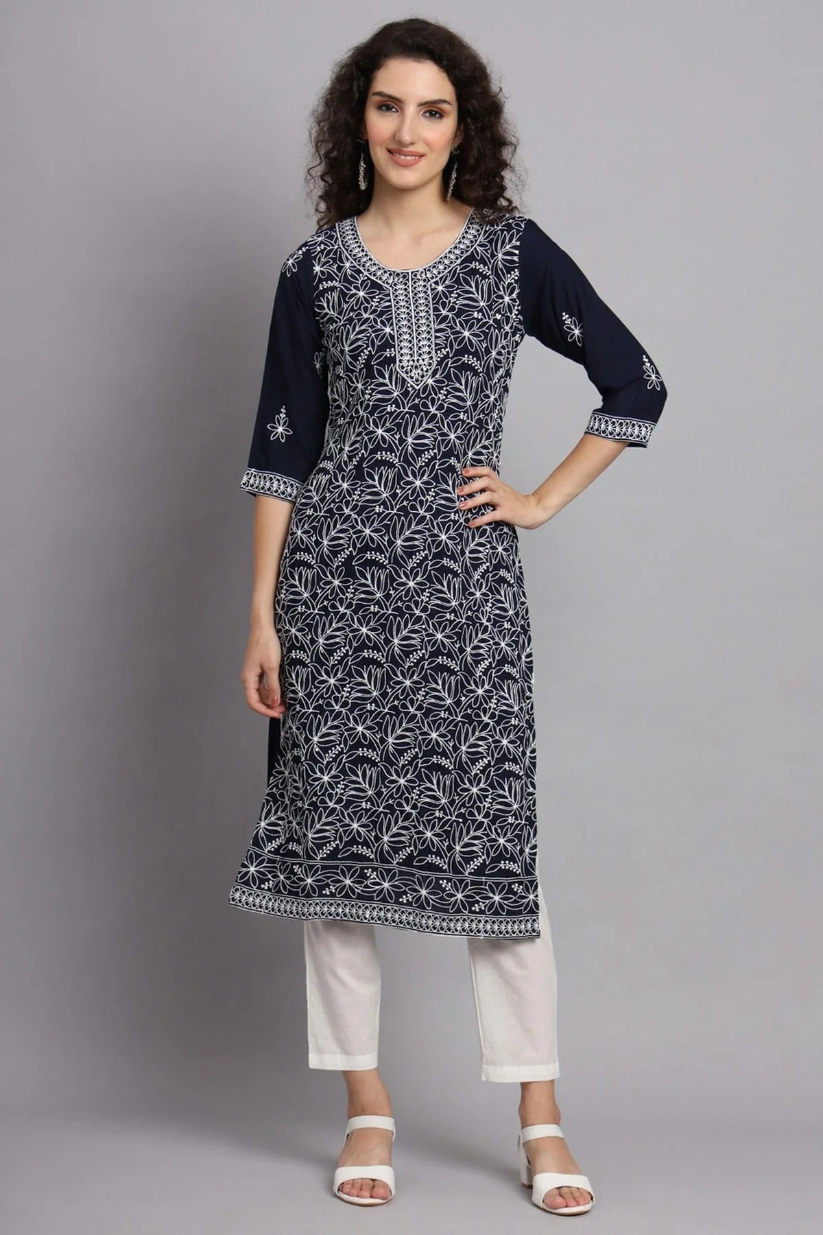 Blue Rayon Kurti NCKR11112139