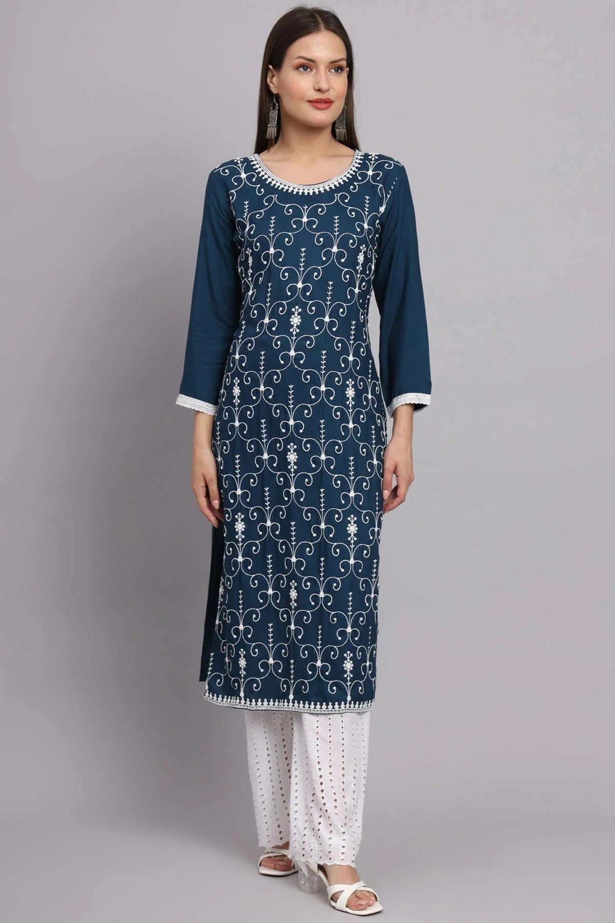 Blue Rayon Kurti NCKR11112147
