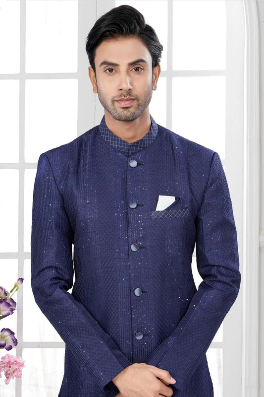 Blue Silk Dupion Sherwani NCSH10410182