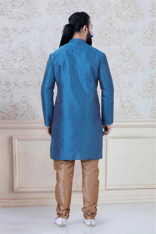 Blue Silk Festival Wear Kurta Pajama NCKP11310146