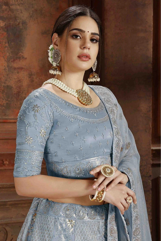 Blue Soft Net Embroidery Lehenga Choli NCLC10810374
