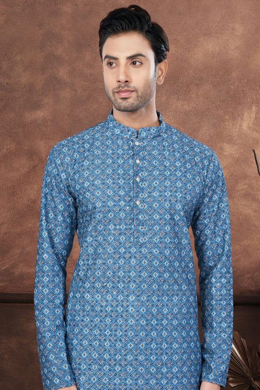 Blue Soft Rayon Kurta Pajama NCKP10410119