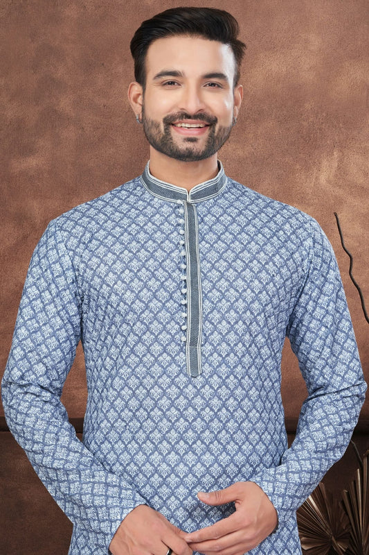 Blue Soft Rayon Kurta Pajama NCKP10410120