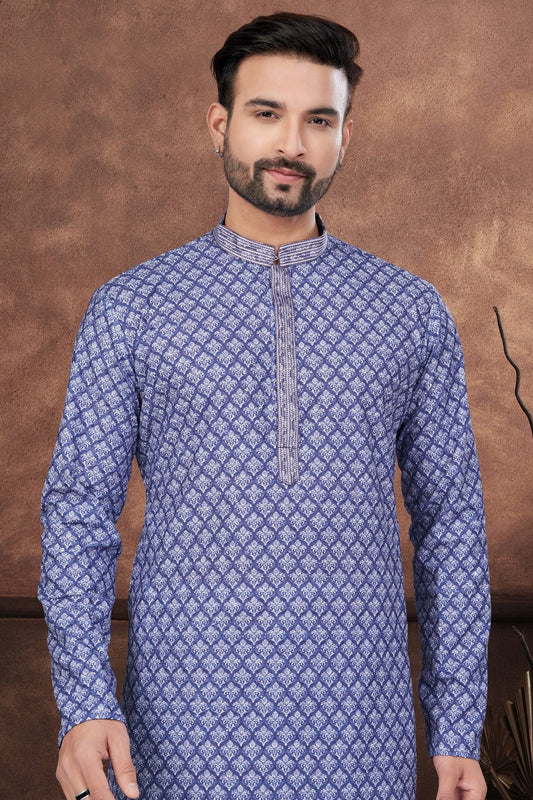 Blue Soft Rayon Kurta Pajama NCKP10410128