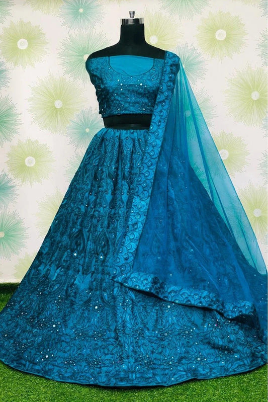 Blue Taffeta Silk Lehenga Choli NCLC10210127