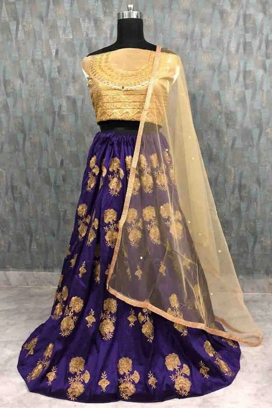 Blue Taffeta Silk Thread Lehenga Choli NCLC10210107