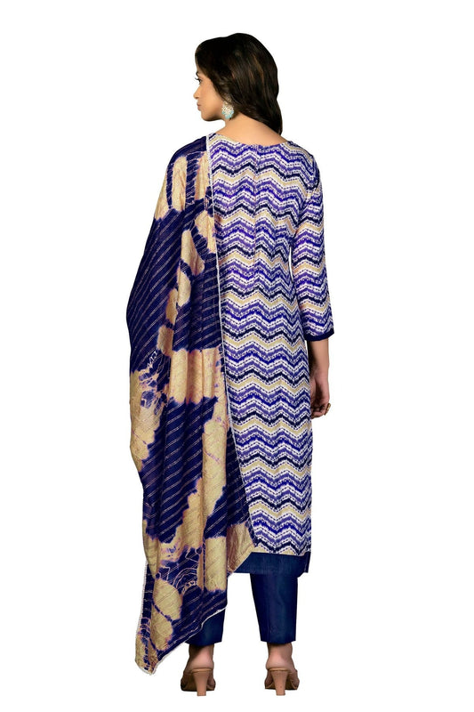 Blue Unstitched Cotton Straight Suit NCUS11610349