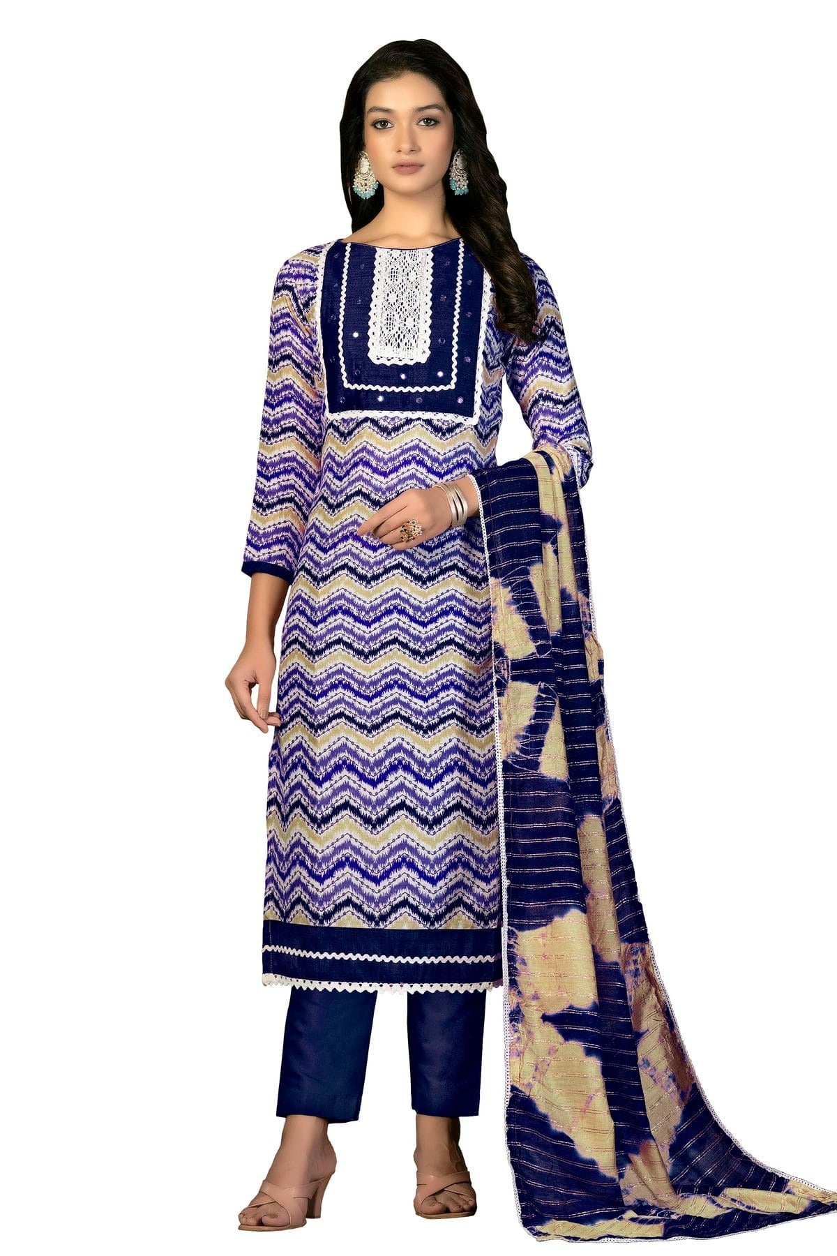 Blue Unstitched Cotton Straight Suit NCUS11610349