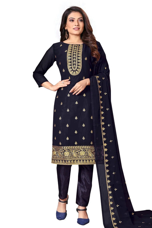 Blue Unstitched Faux Georgette Straight Suit NCUS11610494