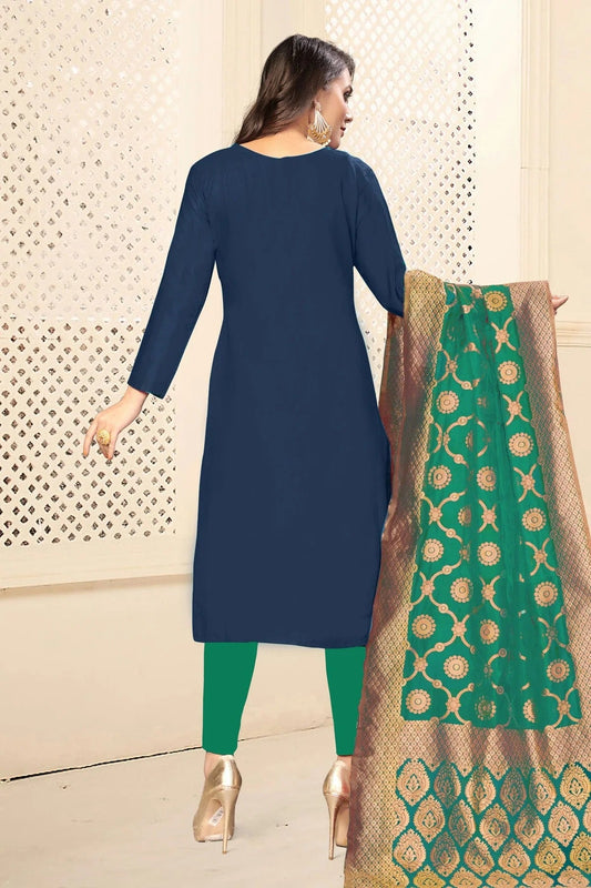 Blue Unstitched Jaam Cotton Straight Suit NCUS11610364