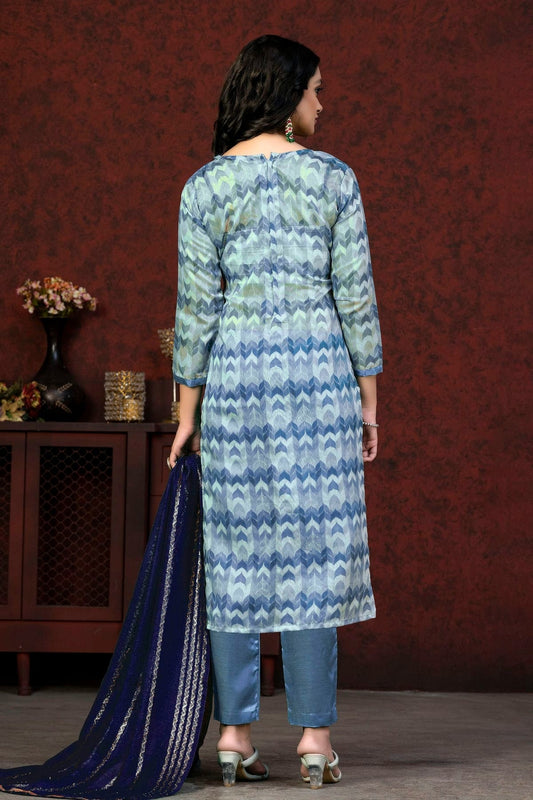 Blue Unstitched Modal Cotton Pant Style Suit NCUS11610104