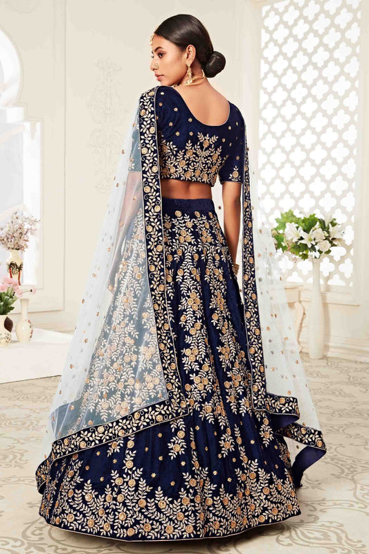 Blue Velvet Designer Lehenga Choli NCLC10110374
