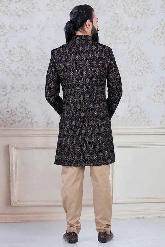 Blue Velvet Indo Western Sherwani NCSH11310202