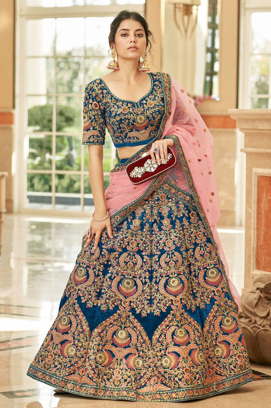 Blue Velvet Lehenga Choli NCLC10110132