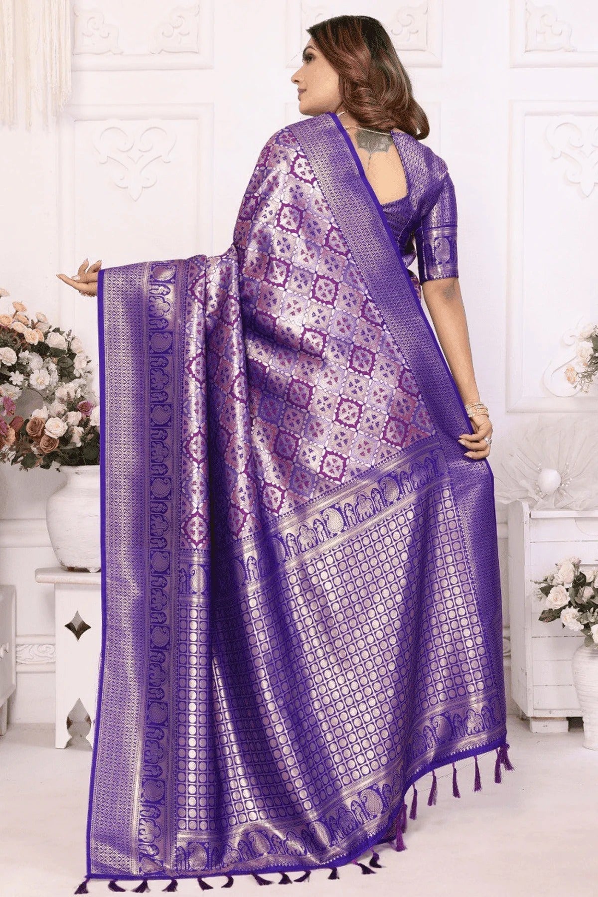 Blue Woven Banarasi Silk Traditional Saree NCSD12510191