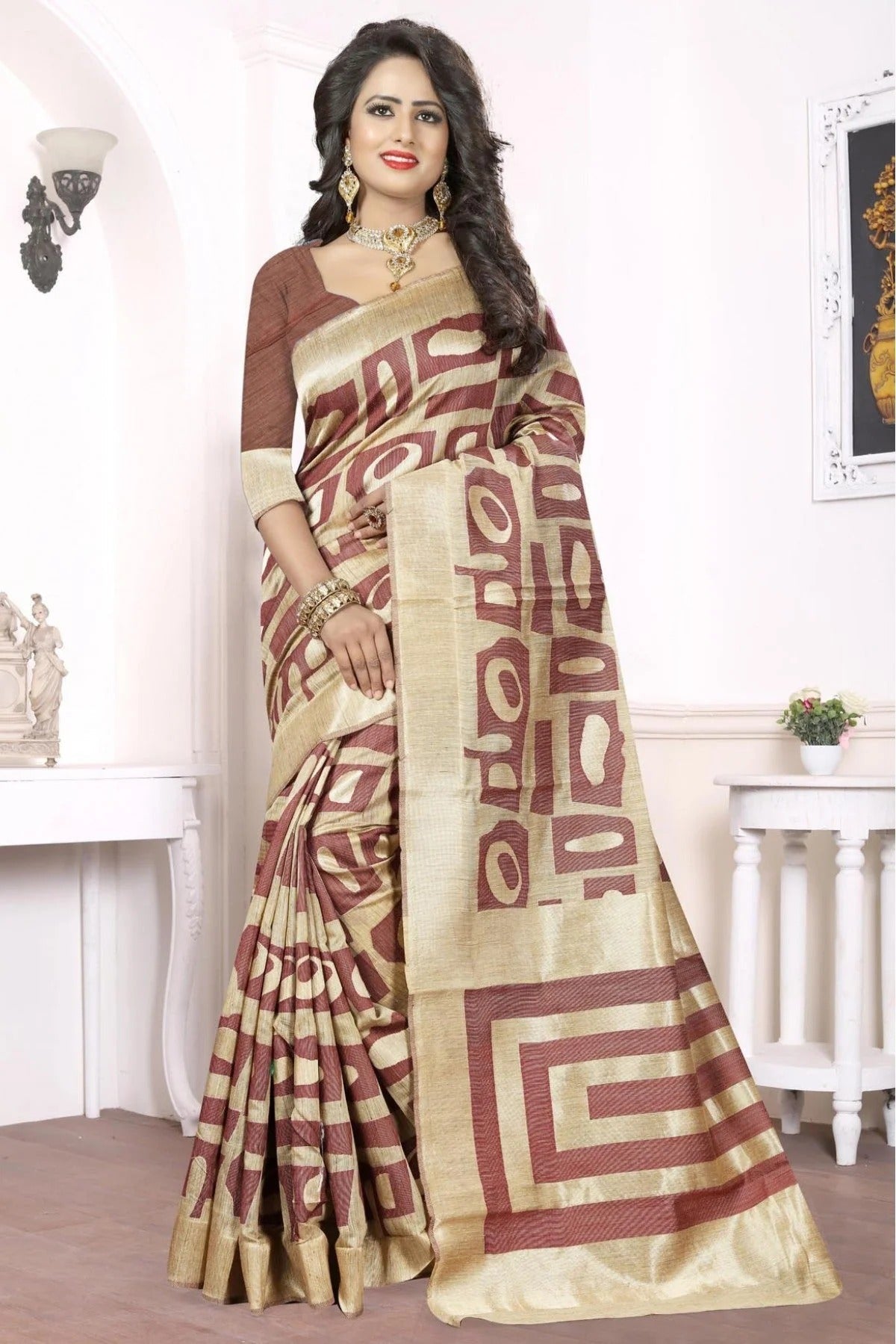 Brown Banarasi Art Silk Woven Saree NCSD11210567