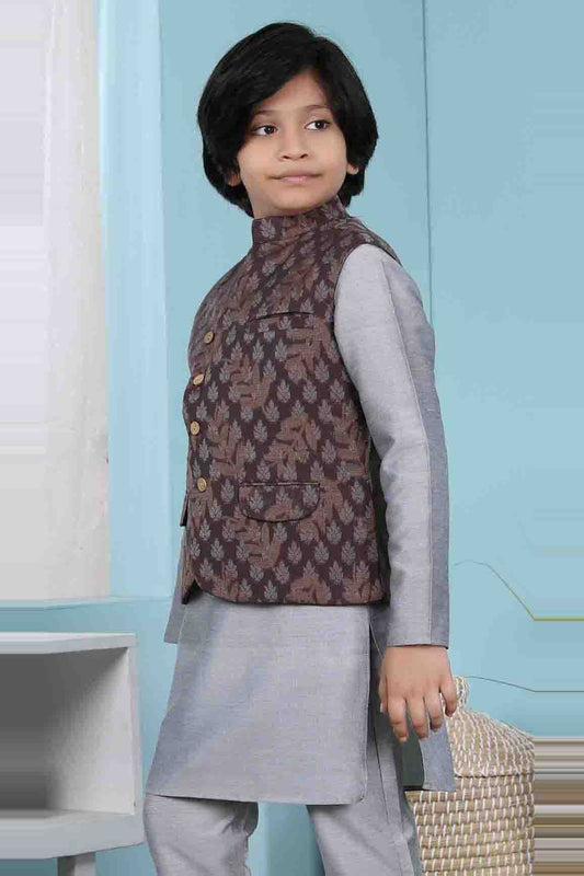 Brown Chanderi Silk Jacket  NCBW10710745