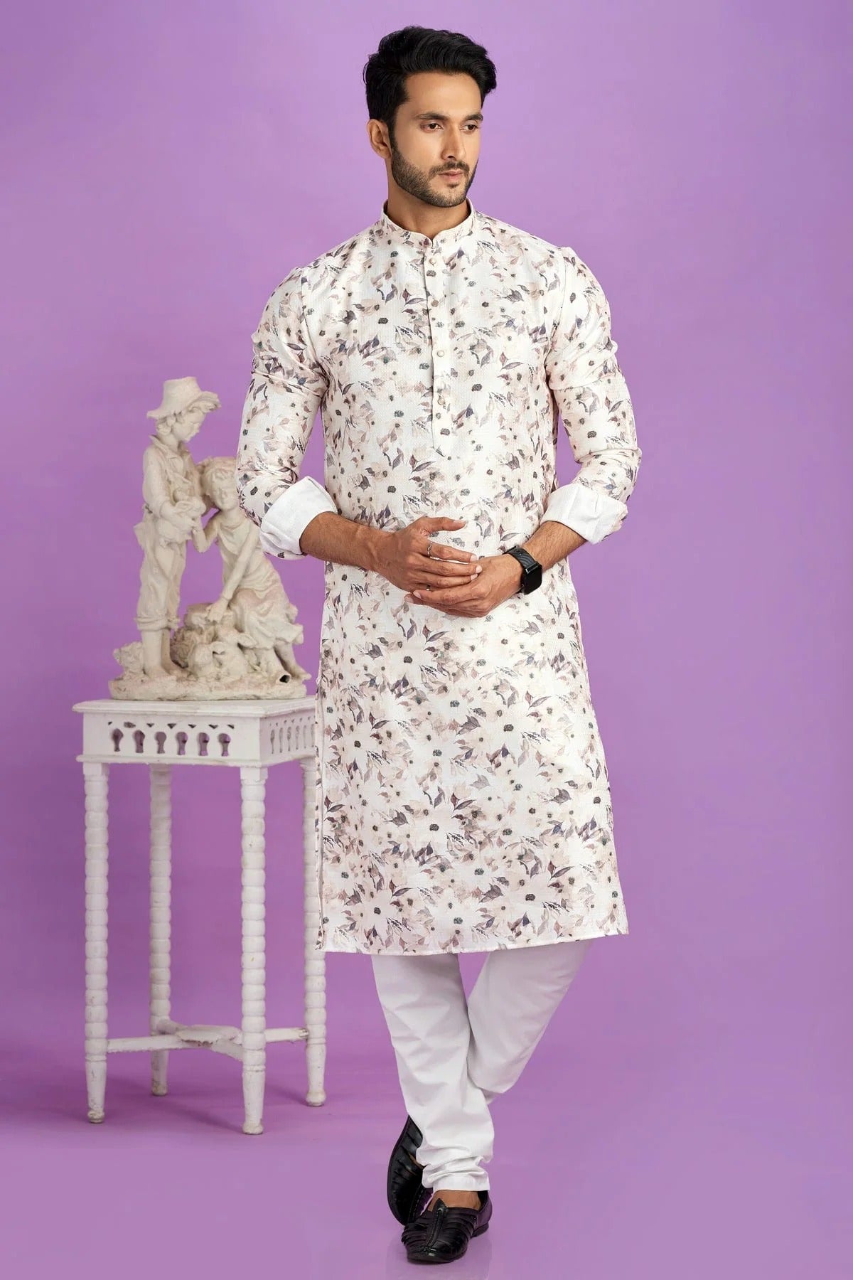 Brown Cotton Pintex Kurta Pajama NCKP12310181