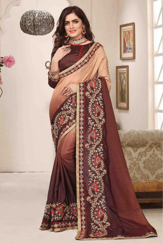 Brown Dola Silk Designer Saree NCSD11210624
