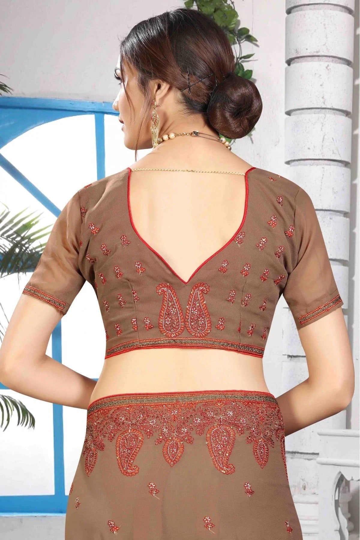 Brown Georgette Designer Saree NCSD11210622