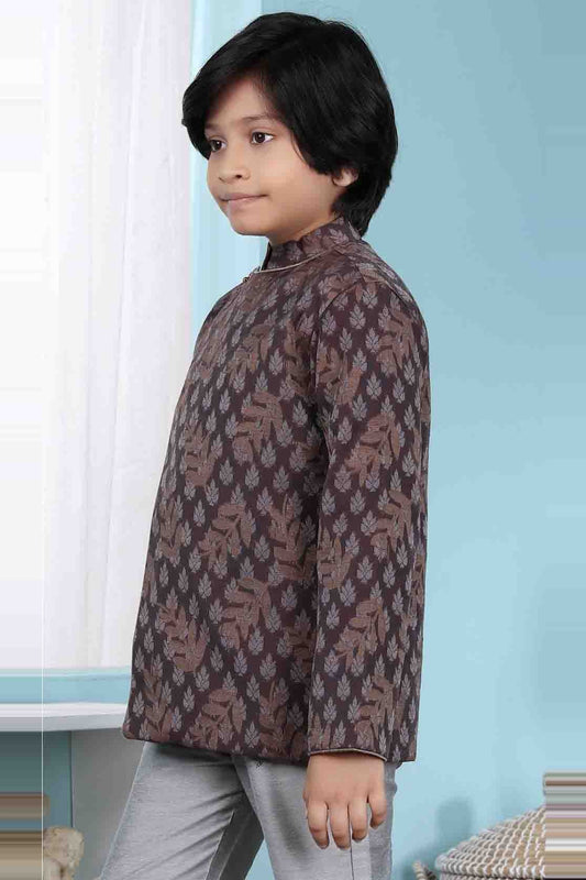 Brown Handloom Silk Jacket  NCBW10710741