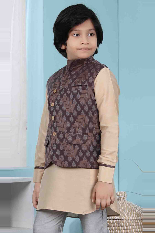 Brown Handloom Silk Jacket  NCBW10710744