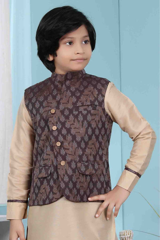 Brown Handloom Silk Jacket NCBW10710744