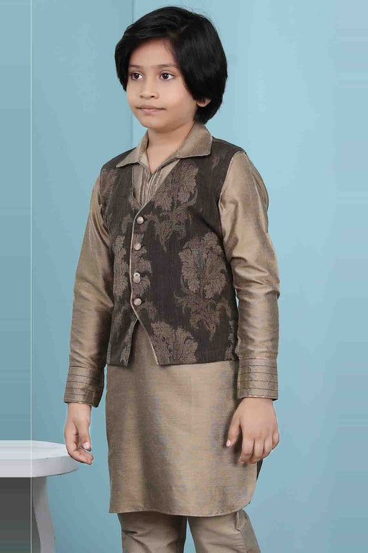 Brown Handloom Silk Jacket  NCBW10710756