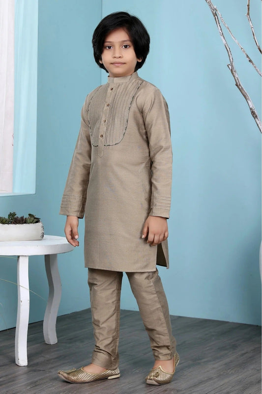 Brown Handloom Silk Kurta Pajama NCBW10710693