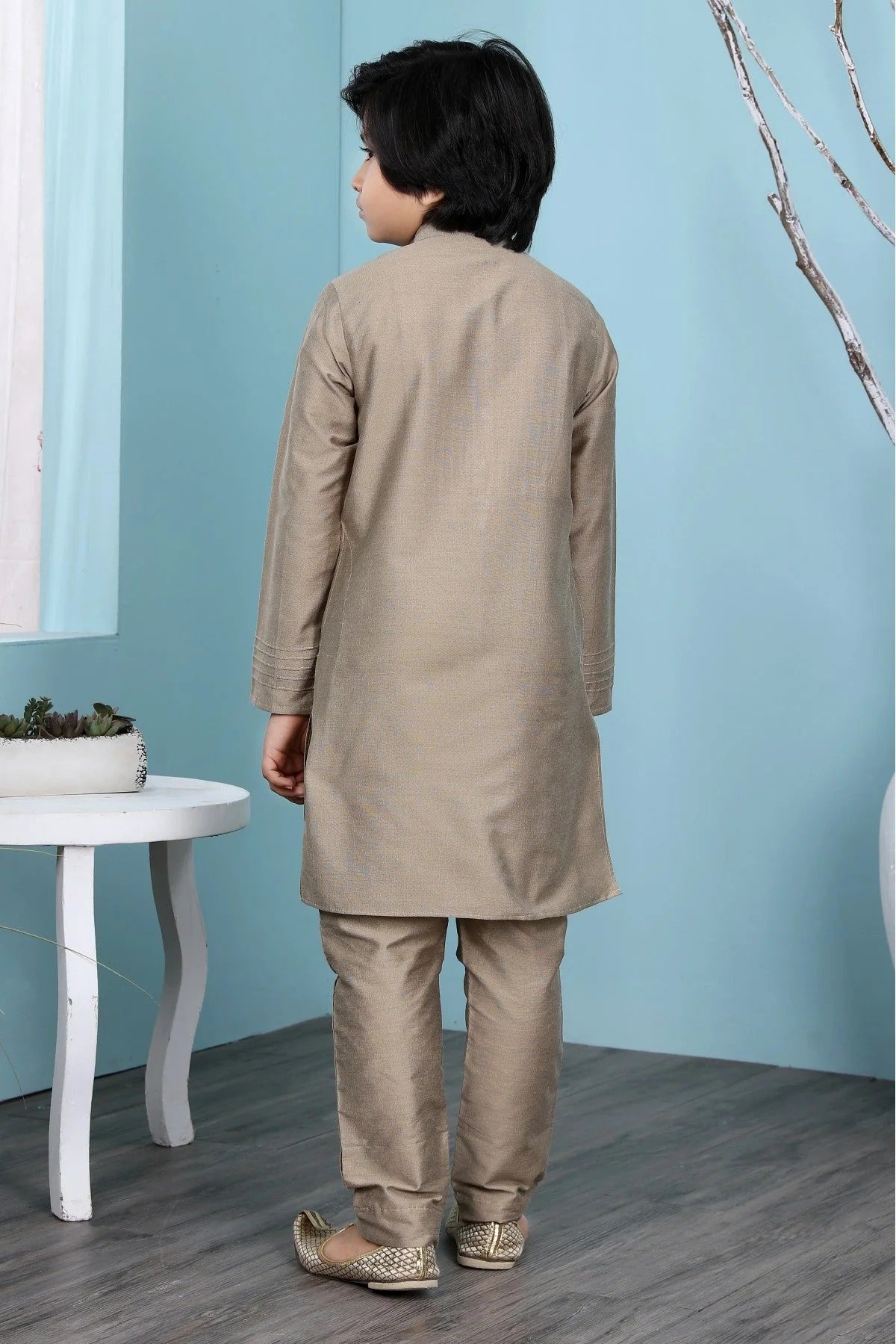 Brown Handloom Silk Kurta Pajama NCBW10710693