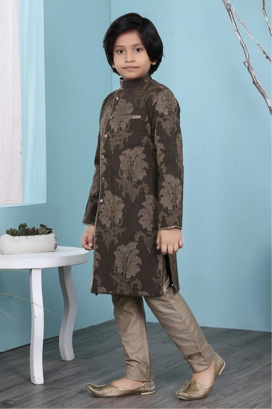 Brown Handloom Silk Sherwani NCBW10710697