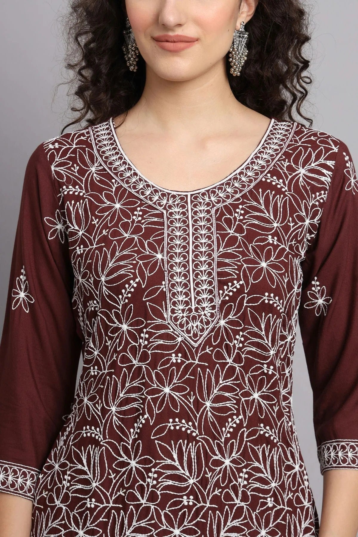 Brown Rayon Kurti NCKR11112138