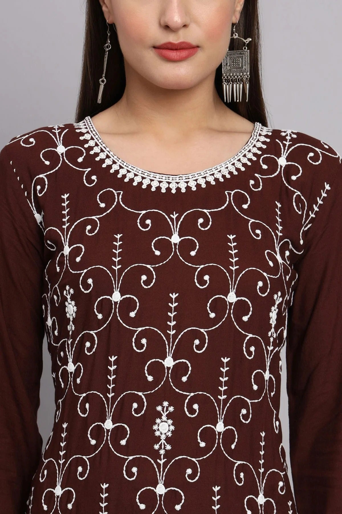 Brown Rayon Kurti NCKR11112146