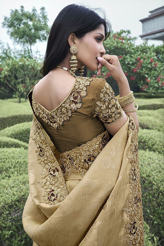 Brown Tissue Silk Designer Saree NCSD11112200