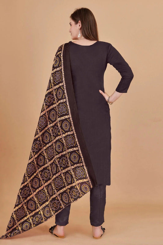 Brown Unstitched Banarasi Jacquard Straight Suit NCUS11610318