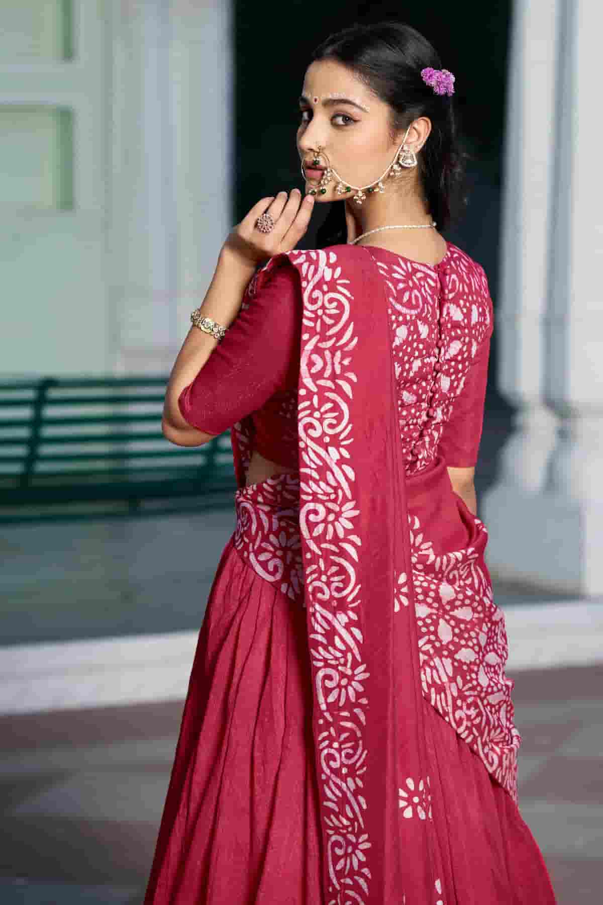 Cotton Chenderi Zari Woven Work Lehenga Choli In Dark Pink Colour NCLD1300032