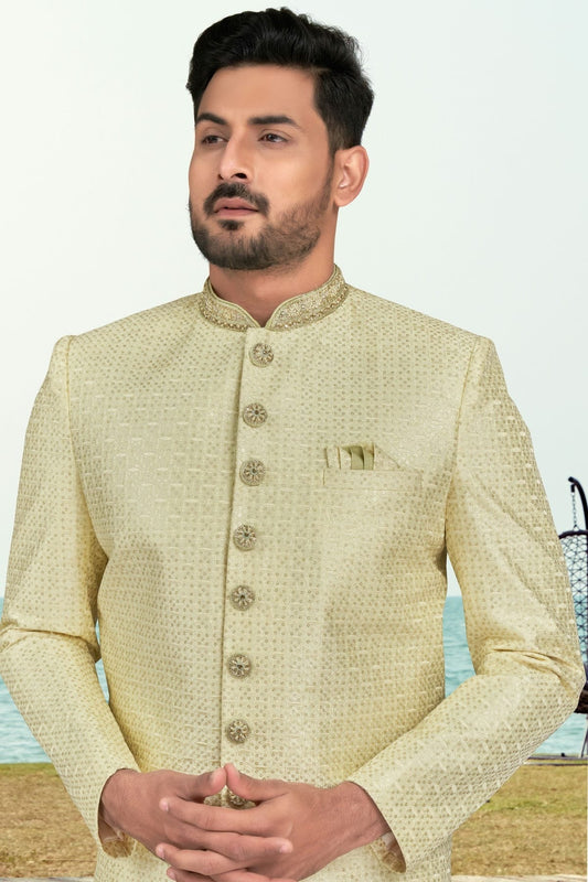 Cream Champion Silk Sherwani NCSH10410287