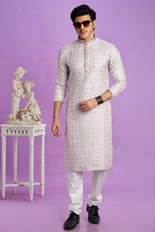 Cream Cotton Pintex Kurta Pajama NCKP12310188