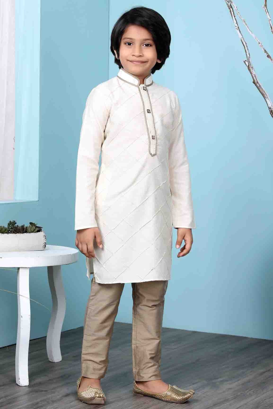 Cream Cotton Silk Kurta Pajama NCBW10710694