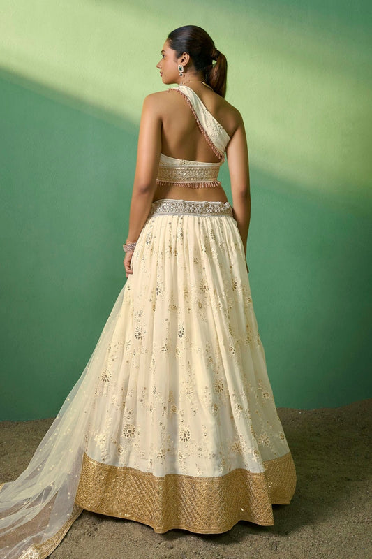 Cream Embroidery Georgette Lehenga Choli NCLD10810271