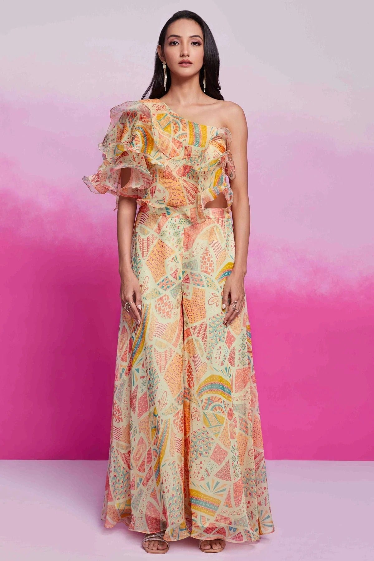Cream Organza Co-Ord Set NCTP10810138