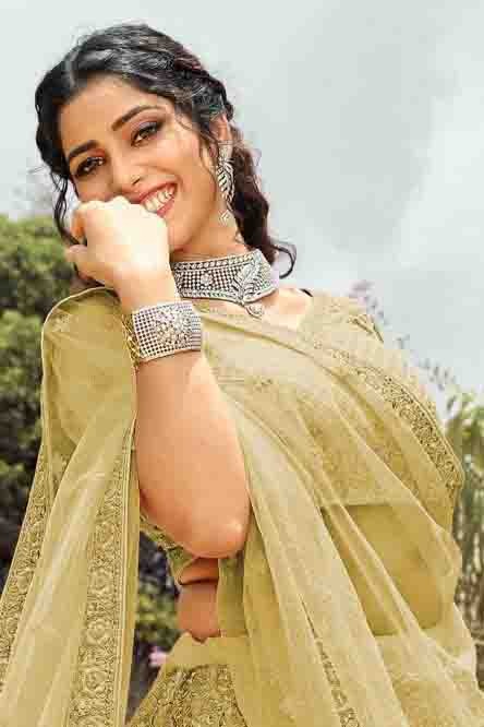 Cream Organza Resham Lehenga Choli NCLC10810405