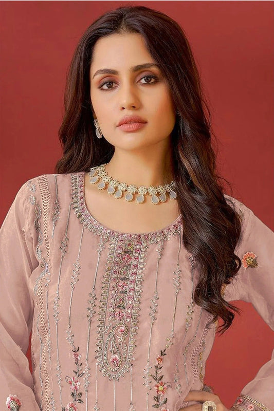 Cream Semi Stitched Faux Georgette Pakistani Suit NCSM11410517