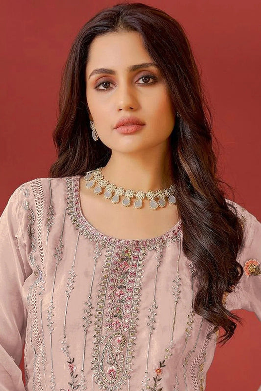 Cream Semi Stitched Organza Pakistani Suit NCSM11410519