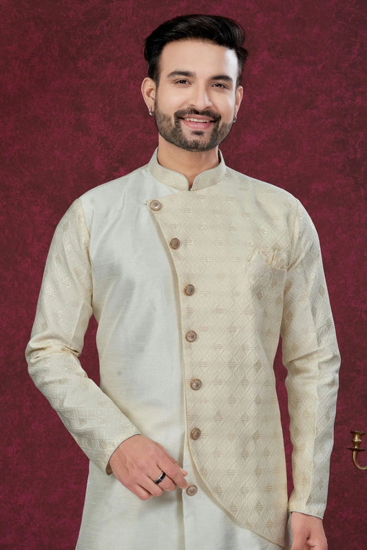 Cream Silk Dupion Sherwani NCSH10410156