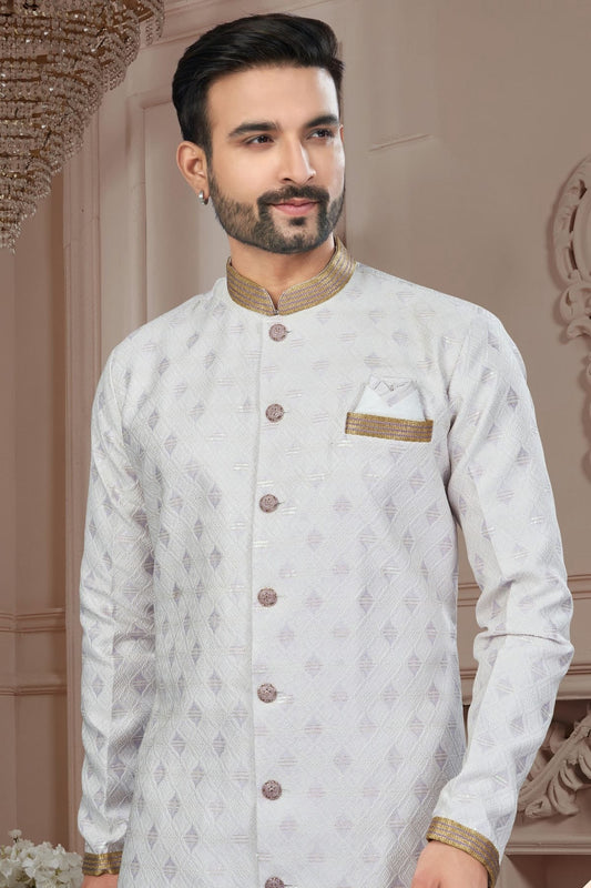 Cream Silk Dupion Sherwani NCSH10410206