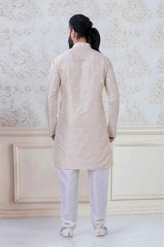 Cream Silk Festival Wear Kurta Pajama NCKP11310125